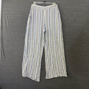 Angie Pinstripe Elastic Waistband Women’s Linen Pants size Large